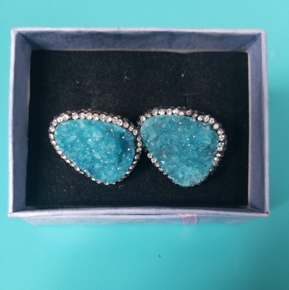 Aquamarine drutzy & Swarvarski crystal earrings - Picture 2 of 5